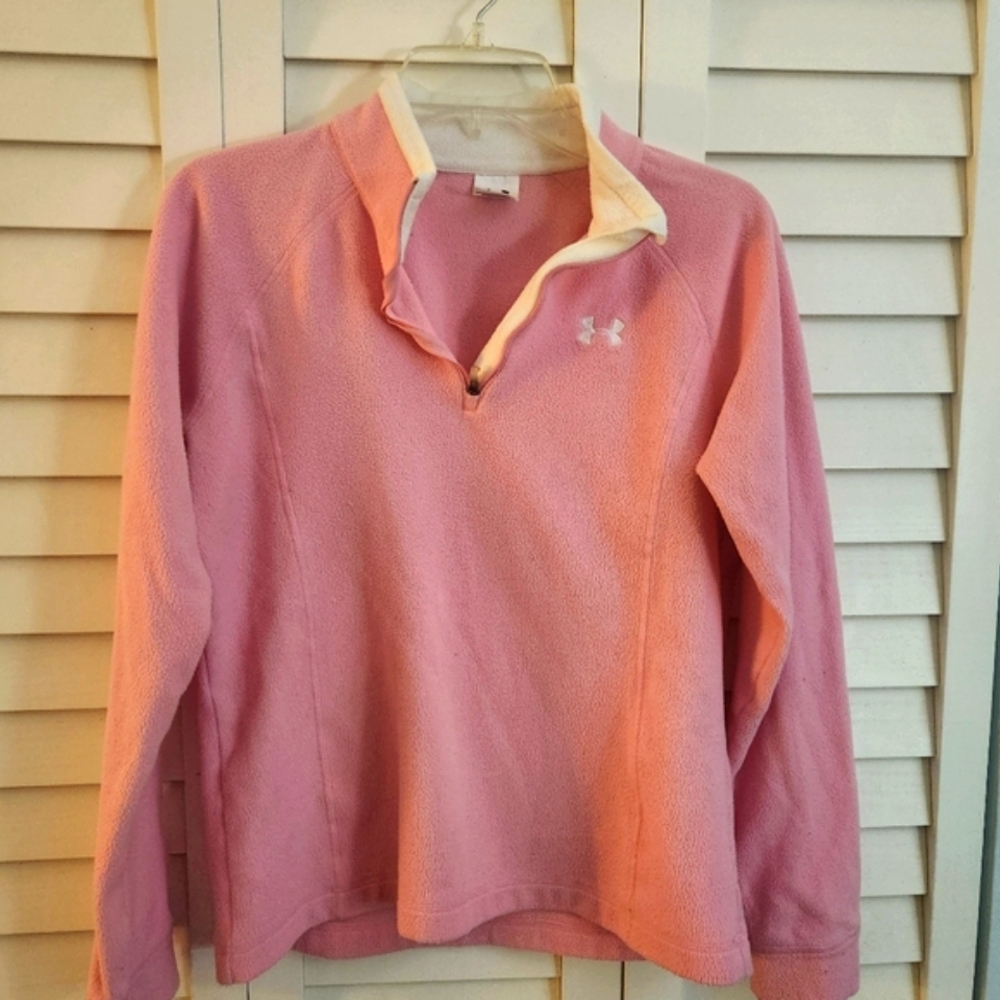 Under Armour Womens Medium Pink Fleece 3/4 Zip Top